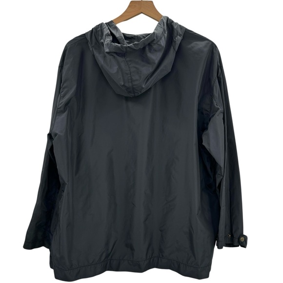 Vintage 90s Ann Taylor Windbreaker Jacket Black Nylon Hooded Pullover | Small - Picture 3 of 11
